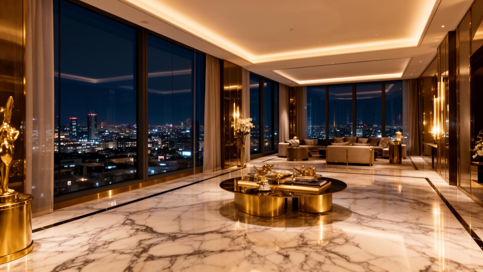 Luxury penthouse marble interior